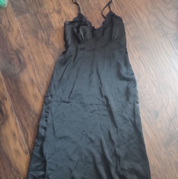 Dazy Black Satin & Lace Cami Maxi Dress - Picture 1 of 6